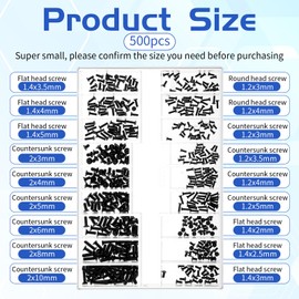 500 Pcs Tiny Screws, M1.2/M1.4/M2 Small Replacement Screws with Tweezers Tiny Mini Laptop Screw Electronic Screw Assortment Kit with Screwdriver