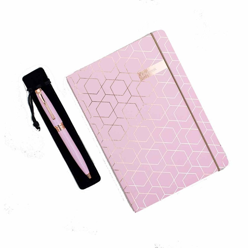 Matilda Myres Notebook & Pen - Rose Gold Foil -