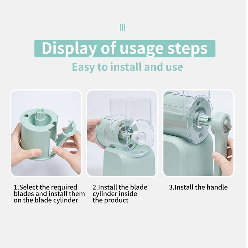 Multifunctional Vegetable Chopper Round Mandoline Slicer Kitchen Rotary Cheese Grater