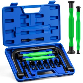 YSSNIUTOOL Valve Spring Compressor | 10 Piece Spring Clamp Tool Kit with C Clamp, Collet Pusher Adapters, Extension Rods, and Lever for Car, Motorcycle, ATV, and Small Engine Repairs (Green)