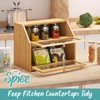 Vriccc Large Bread Box,Bamboo Wood for Kitchen Counter, Corner Bread