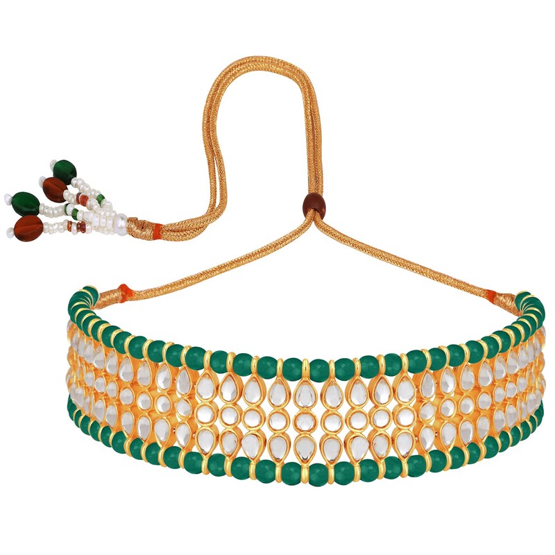 Aheli Indian Wedding Wear Beaded Faux Kundan Pearl Necklace Set