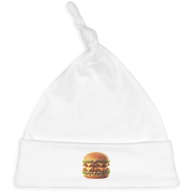 Azeeda 'Double Cheeseburger' Baby Beanie Hat (BH00032791) White
