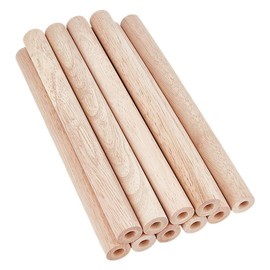OLYCRAFT 10Pcs Hollow Wood Sticks Rubber Wood Dowel 9.8x0.8 Inch Wooden Dowel Rod with 0.4 Inch Hole Unfinished Rubber Wood Rods Natural Wood Round Rods for DIY Crafts Arts Projects