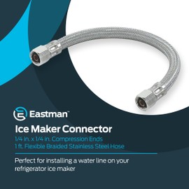 Eastman 48383 Ice Maker Connector, 1/4" X 1/4" Compression X 1' Length
