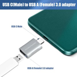 HUIJIACHUANG USB C to USB A OTG Adapter (2pcs Pack), USB C Male to USB 3.0 Female Adapter, High Speed Data Transfer, Fast Charging, Compatible with Macbook, Laptop, Pad, Phone and many Type C devices