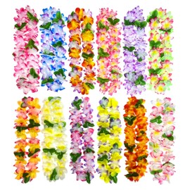 12PCS Hawaiian Leis Luau Party Decorations Tropical Party Favors Lei Hawaiian Flower Lei Perfect for Hawaiian Luaus Party Birthday Party Favors.