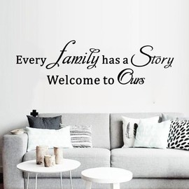 Inspirational Family Wall Stickers for Bedroom: Home Quotes Motivational Vinyl Art Wall Decals for Living Room Kitchen Apartment Bathroom - Every Family Has a Story 25" X 7"