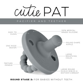 Ryan & Rose Cutie PAT Pacifier Teether (Stage 2, Charcoal)