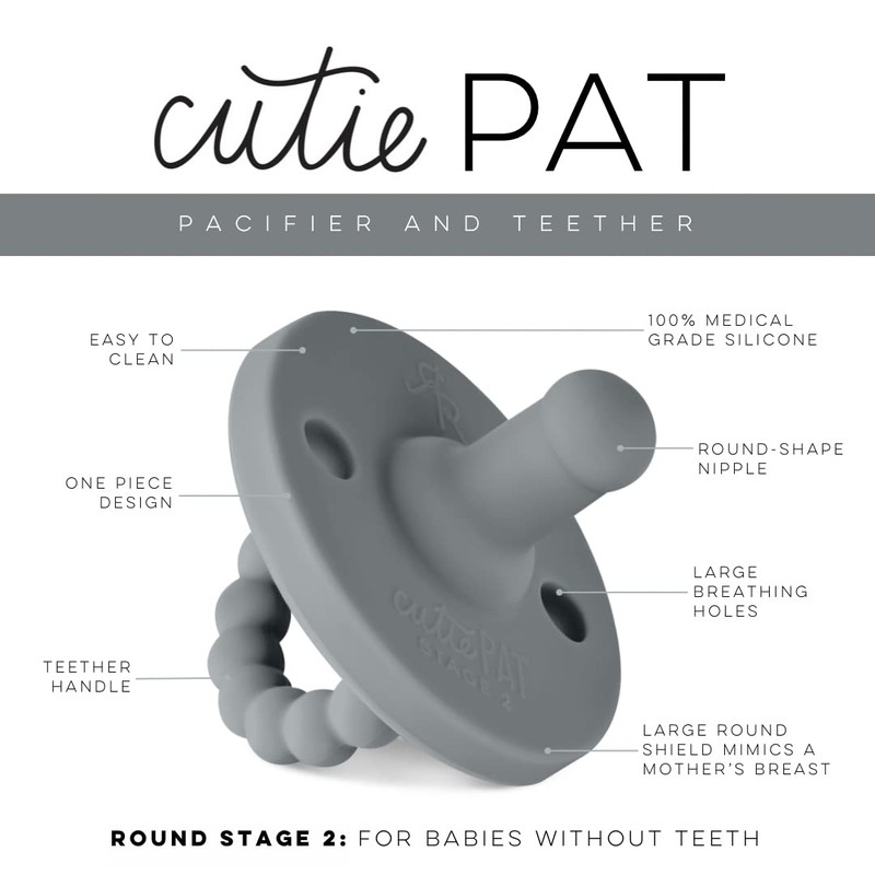 Ryan & Rose Cutie PAT Pacifier Teether (Stage 2, Charcoal)