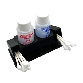 Jeff Did It! Micro Sol/Set Microscale Anti-Tip/Anti-Slip Bottle Set Holder 1 oz Bottle Micro Series with Rubber Feet, Cotton Swab Holder & Brush Rest - Holder Only (Black)