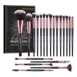 Brochas De Maquillaje Kit 20 Pcs Para Maquillaje Profesional Color Negro                                                                              