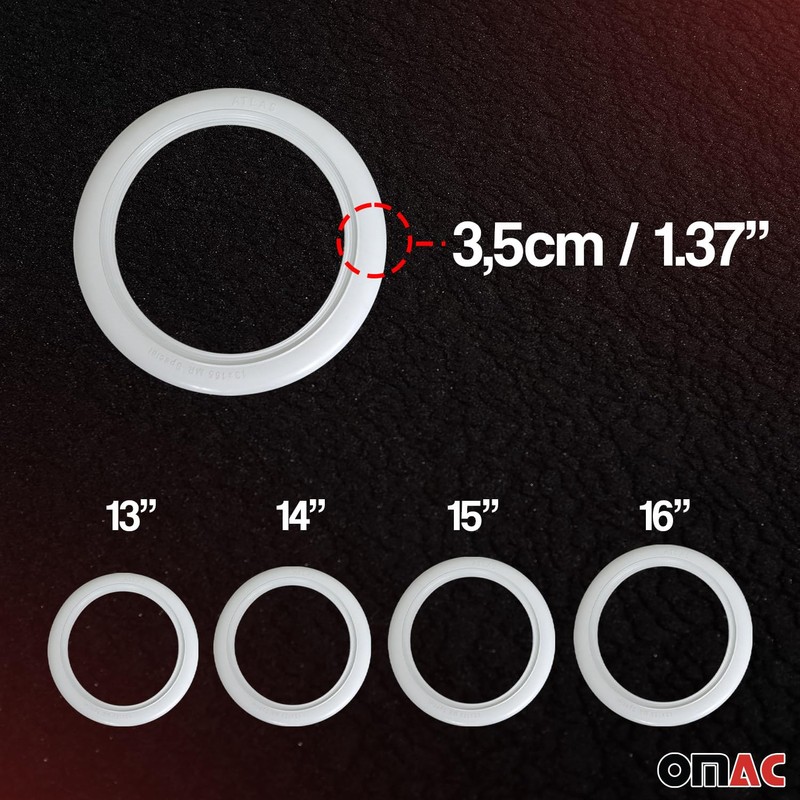 OMAC 4x White Wall Tire Insert 16" Rims Sidewall Set