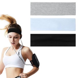 YOCDNOV Pack of 3 Yoga Headbands, Elastic Hair Bands, Sports Headband, Non-Slip Hairband, Women, for Yoga Workout, Cycling, Fitness, Running (Solid Colour)