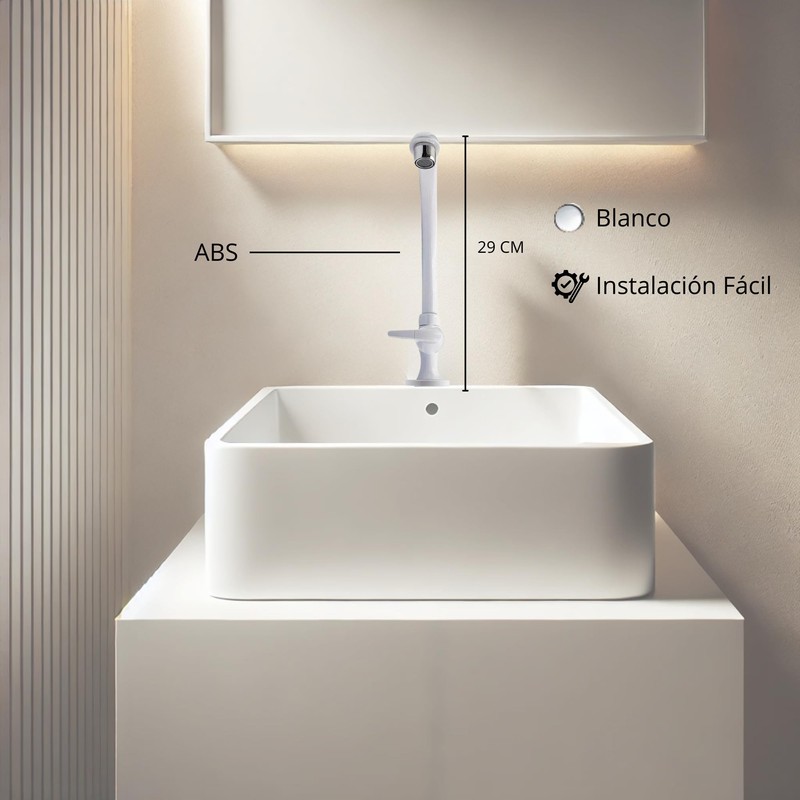 Llave para Lavabo de Cuello Rígido color Blanco para Fregadero