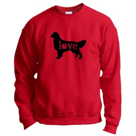 ThisWear Dog Owner Gifts Golden Retriever Love Dog Paw Prints Crewneck Sweatshirt 2XL Red