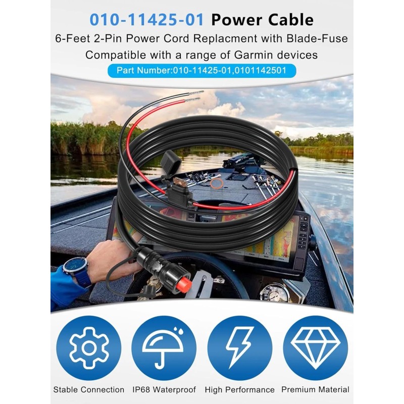Unbranded for Garmin GLS GPSMAP GSD LiveScope 010-11425-01 Threaded Power