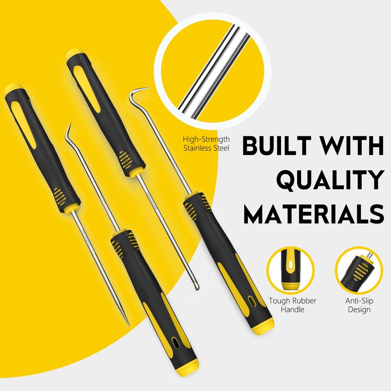 FJCTER Precision Hook and Pick Set, 4-Piece Automotive O Ring