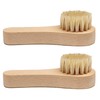 2 Pack 4" Small Shoe Brushes Wood Handle with Real