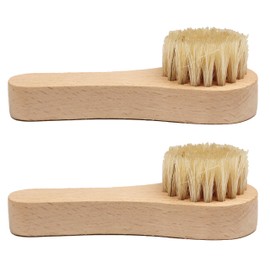 2 Pack 4" Small Shoe Brushes Wood Handle with Real Boar Bristle Cleaning Shoes
