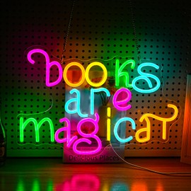 Funny Books Are Magical Neon Sign, Teacher Reading Appreciation Neon, Cute Book Lover Neon Gifts, Suitable For Library Classroom Bedroom Library Study Room Hostel Backdrop Lights Wall Hanging Decor