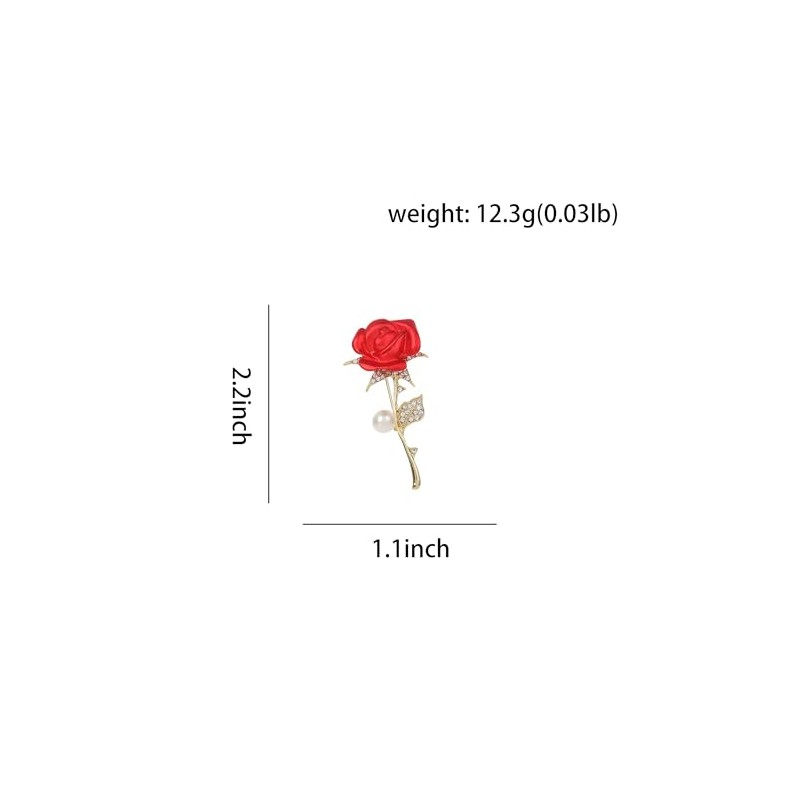 ROFARSO Red Rose Flower Brooch Pins for Women Fashion Jewelry