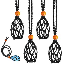 Set of 4 Crystal Necklace Holders, Quartz Crystal Stone Necklace Cord, Stone Necklace Cord, Empty Necklace Cord, Empty Stone Holder, Adjustable Rope, DIY Jewellery