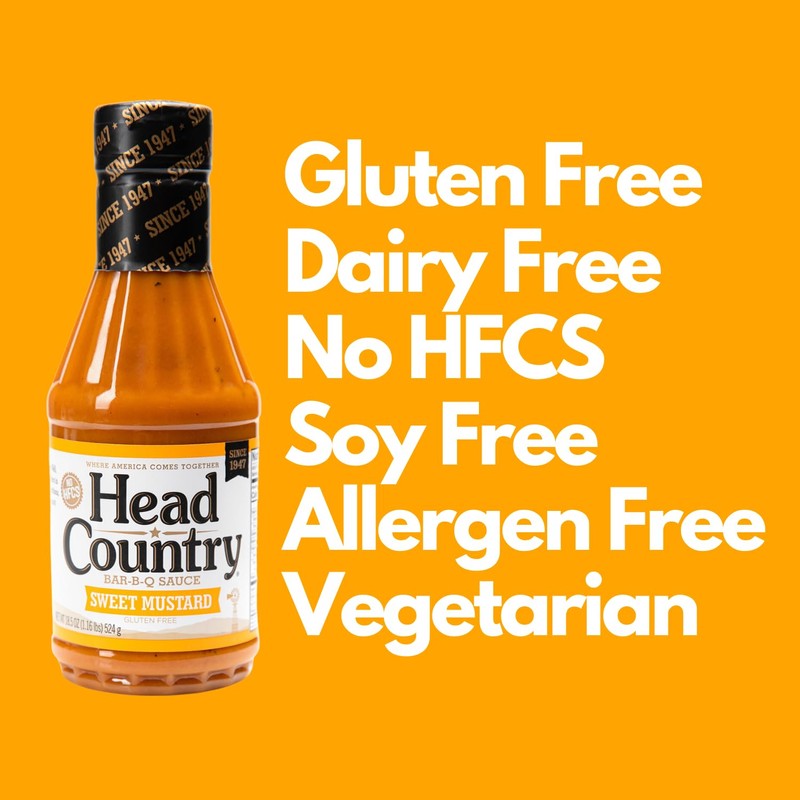 Head Country Bar-B-Q Sauce, Sweet Mustard, 18.5 oz, Pack of