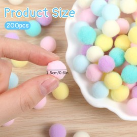 200 Pieces Pom Poms Balls 0.6inch Pastel Pom Poms Mix Colorful Pompoms Fuzzy Ball for Crafts Mini Puff Balls for DIY Craft Party Decorations