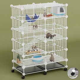 STILLCOVE Large Guinea Pig Cages Indoor: 5-Tier C&C Rabbit Cage Small Animal Cage on Wheel with Removable Tray for Bunny Hamster Ferret Rat Chinchilla Hedgehog