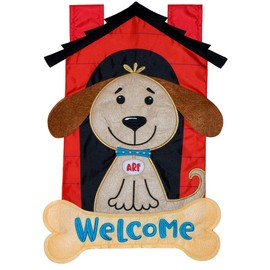 Briarwood Lane Welcome Doghouse Applique House Flag Everyday 28" x 40"