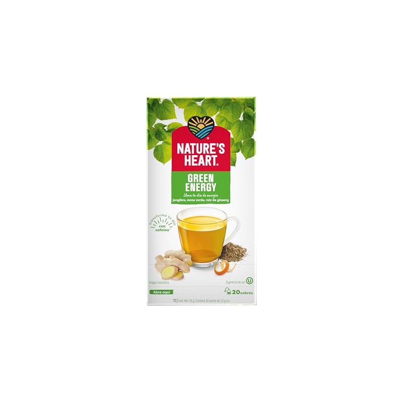 Nature's Heart Te Green Energy, Te verde, ginsen, 30 gramos