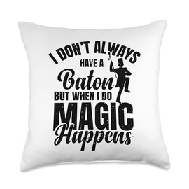 Drum Major Mace White Marching Band Gloves Leather Baton Costume Drum Major Uniform Throw Pillow, 18x18, Multicolor