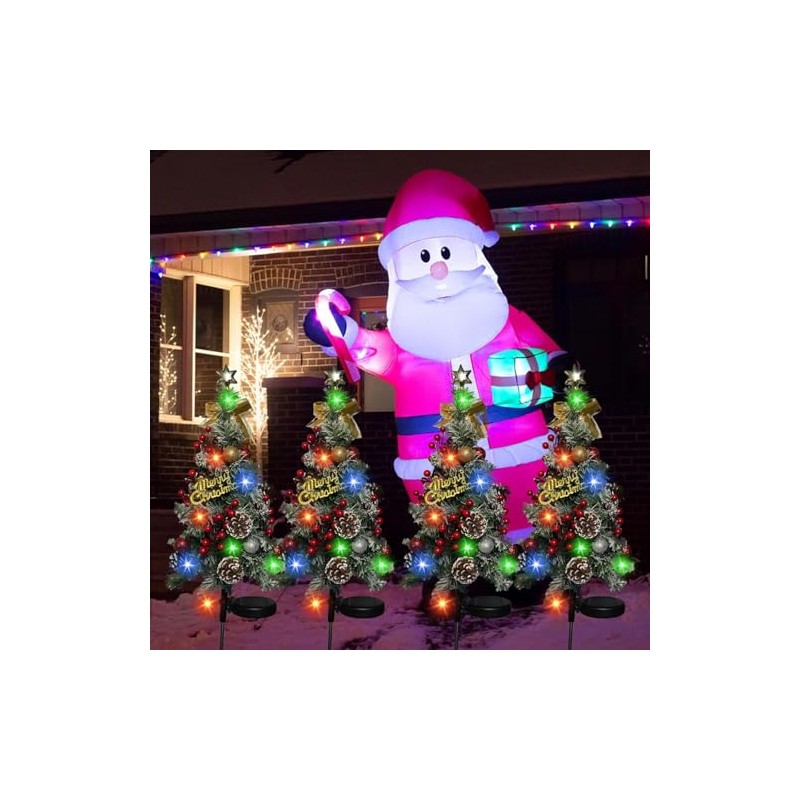 Solar Christmas Tree Outdoor Christmas Decorations,2 Pack 40 Led Light