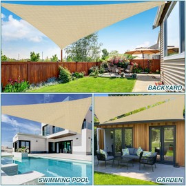 ECOOPTS 18'x24'x30' HDPE Sun Shade Sail Right Triangle Canopy Shades for Outdoor Patio Pergola Cover Blockage 95% UV Resistant(Sand)