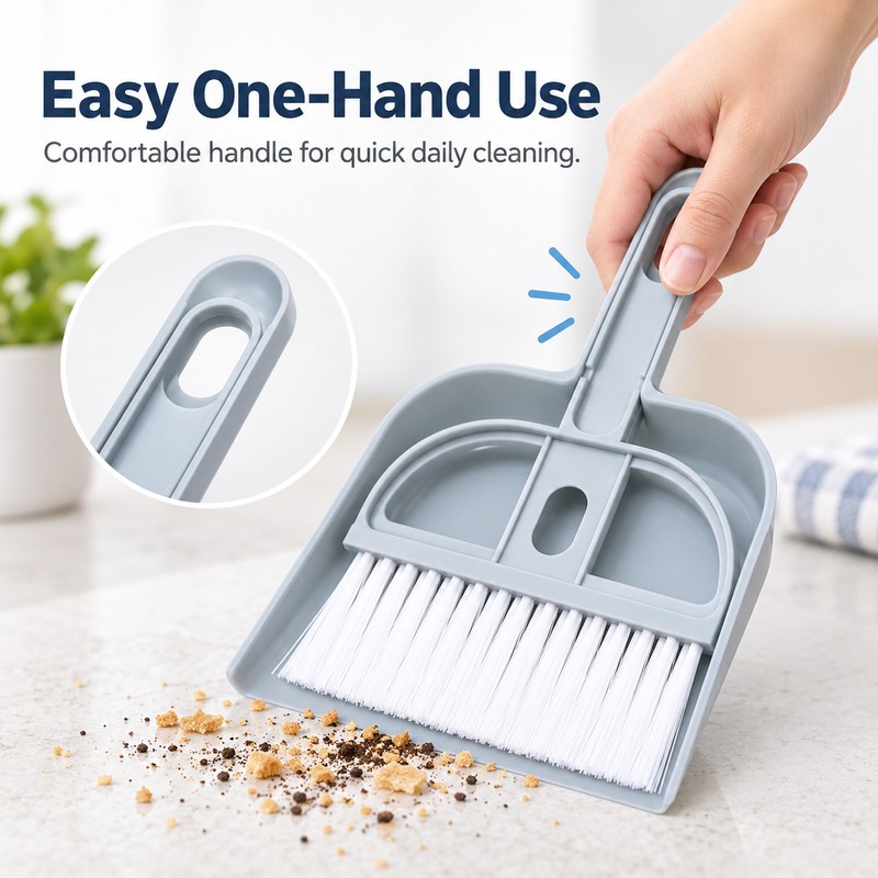 Mini Desktop Dustpan & Brush Set – Compact Plastic Cleaning