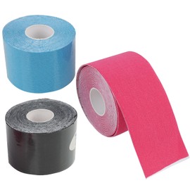 Kinesiologie Tape, 5m x 5cm, Wasserfest und Elastisch, Hautfreundliches für Sport,Knie, Schulter und Ellenbogen, Muskelunterstützende Bänder in Blau, Schwarz und Rosa (Blau/Schwartz/Rosa)