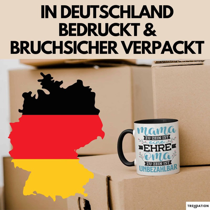Unbezahlbare Oma Tasse Geschenk Muttertag Spruch Liebevoll (Schwarz)