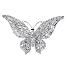 Gyn&Joy - Broche de insectos con diseño de mariposa y cristales transparentes para mujer, Metal, estrás