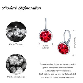 CONILOK Zircon Earrings Silver 925 Hoop Earrings Silver/Rose Gold/Gold/Blue/Purple/Red/Pink 10 mm Women's Jewellery Earring Gifts for Women Girls Girlfriend Mum Birthday Christmas Day Valentine's Day,