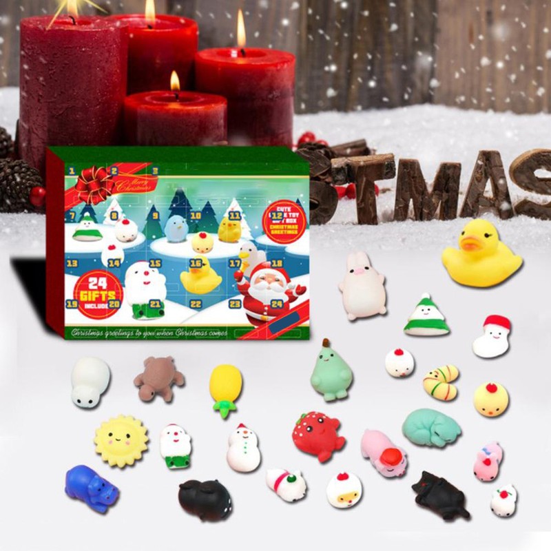 Christmas Advent Calendar 24 Day Countdown Calendar Silicone Toy Gift