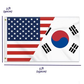 3×5 FT USA South Korea Friendship Flag, Large 150D America South Korean Outdoor Banner,Double Side Printing American Decor For Patio Garden With Brass Gromment
