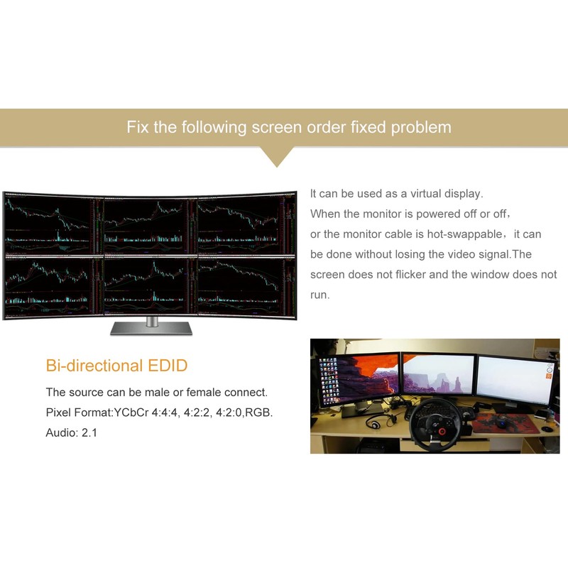 FUERAN HDMI Pass-Through EDID Emulator for use with Video splitters,