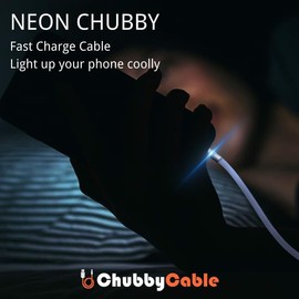 chubbycable Neon Chubby - Fast Charge Cable with Smart Light RGB Color Gradual Light Up LED USB Charging Cable, Dark Blue, Type-C to Type-C, 4.9 FT