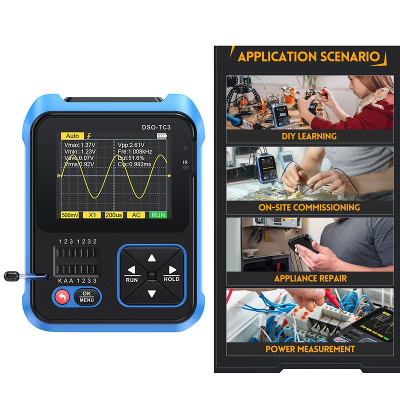 Handheld Portable Digital Oscilloscope Transistor Checker Tester Inductance Capacitance Resistance