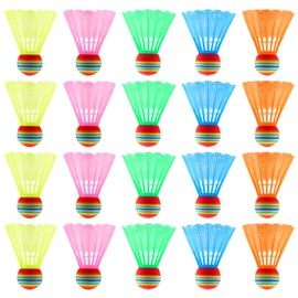 Pack of 20 Shuttlecock, Badminton Balls, Plastic Shuttlecocks for Outdoors, Colourful Badminton Balls, Multicoloured Shuttlecock Balls for Indoor, Outdoor, Shuttlecock for Sports, Training, Movement
