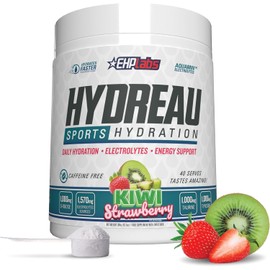 EHP Labs Hydreau Electrolytes Powder No Sugar - Hydration Powder for Endurance & Energy - Electrolyte Powder for Men & Women - Sugar Free Electrolytes - Kiwi Strawberry (40 Serves)