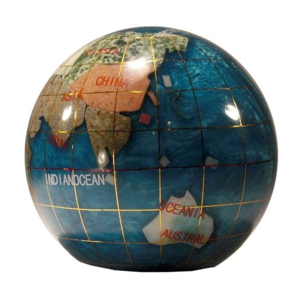 Unique Art Since 1996 80-PW Pearl Gemstone Globe Paper Weight, Bahama Blue