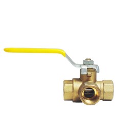 NIGO Industrial Co. 180SS Series 3-Way (L-Port) Forged Brass Ball Valve, Lever Handle, NPT Female, Full Port 400WOG (3/8")