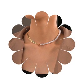 Allereya Vintage Pearl Choker Necklace Fishtail Arrow Chain Necklace Boho Pearl Necklace Gold Splice Chain Necklace Jewelry for Women and Girls